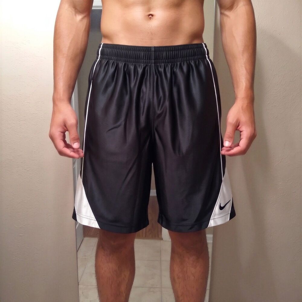 Vintage Nike Dazzle Basketball Shorts Black Silver Silky Shiny Youth Large L